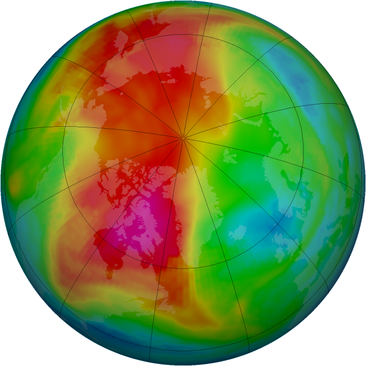Arctic ozone map for 22 January 1987